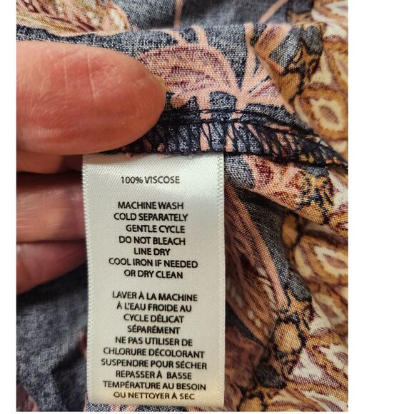 BeachLunchLounge Mini Dress Large‎ Blue Orange Floral Print Size Large Waist Tie - Picture 9 of 9